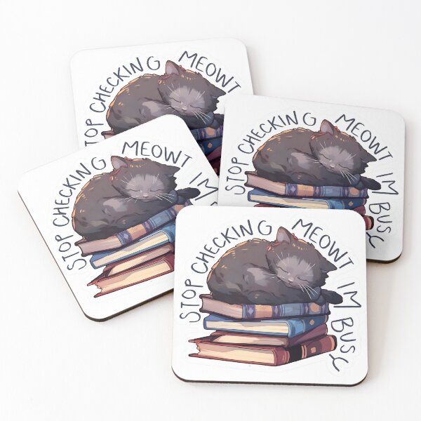 Item preview, Stop Checking Meowt I'm Busy | Gray Kitten Book Reading Sticker | Sticker for Bookworms and Cat Lovers designed and sold by ZEESDESIGN.