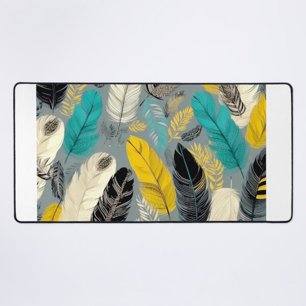 Item preview, Feathers - Teal, mustard, beige, gray, black 6 designed and sold by Highlandkings.