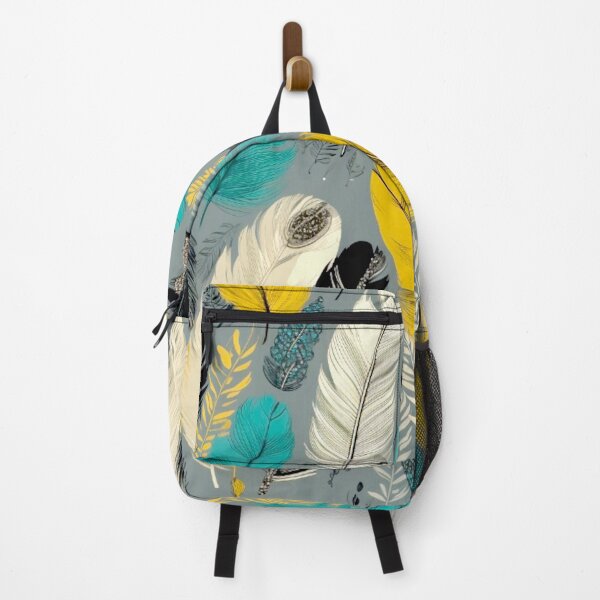Item preview, Feathers - Teal, mustard, beige, gray, black 6 designed and sold by Highlandkings.