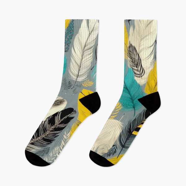 Item preview, Feathers - Teal, mustard, beige, gray, black 6 designed and sold by Highlandkings.