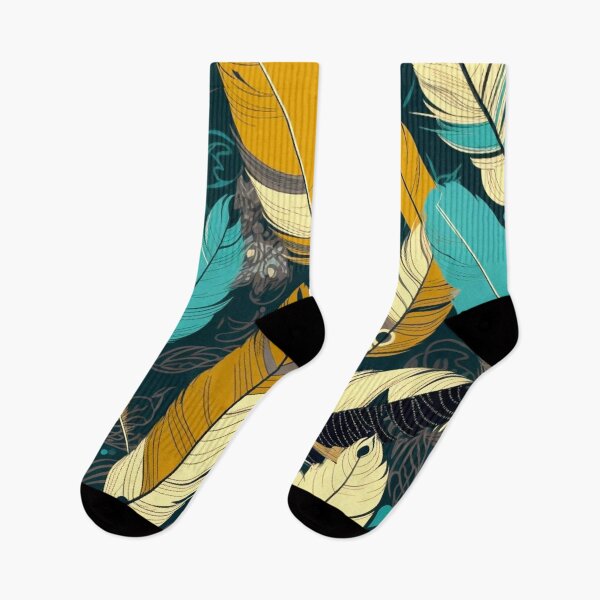 Item preview, Feathers - Teal, mustard, beige, gray, black 5 designed and sold by Highlandkings.