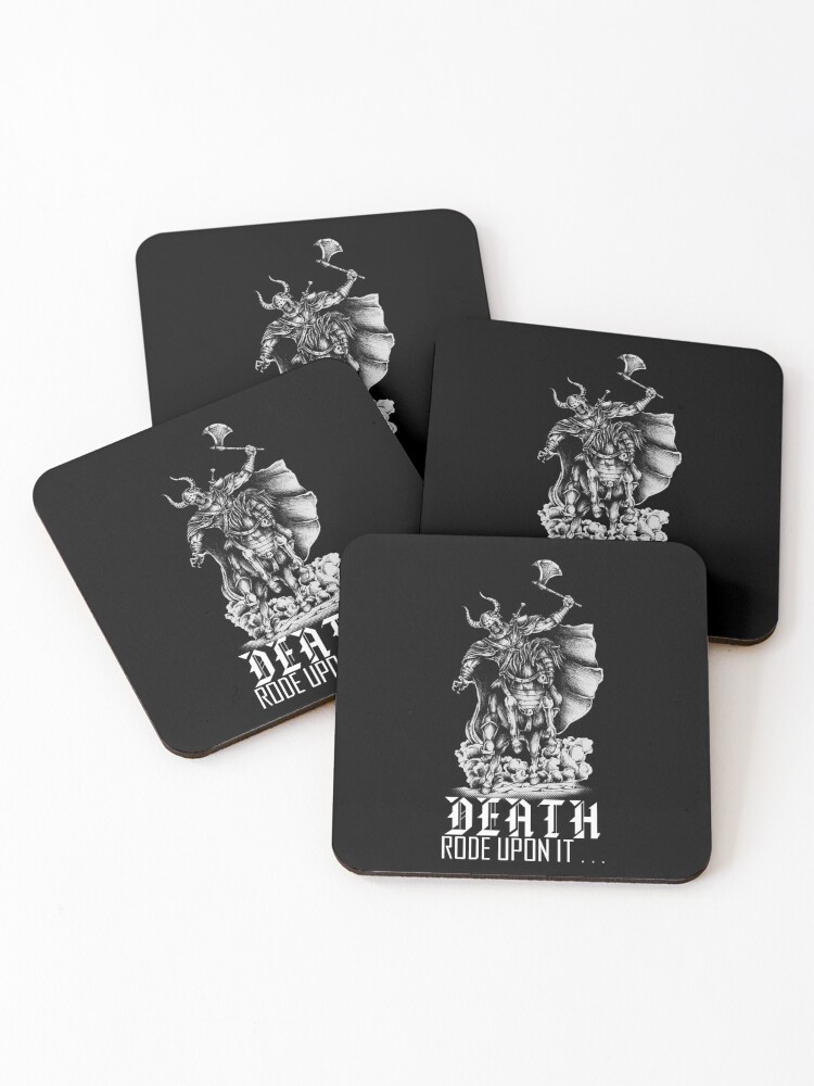 Thumbnail 1 of 5, Coasters (Set of 4), Death Rode Upon It designed and sold by askthebookbug.