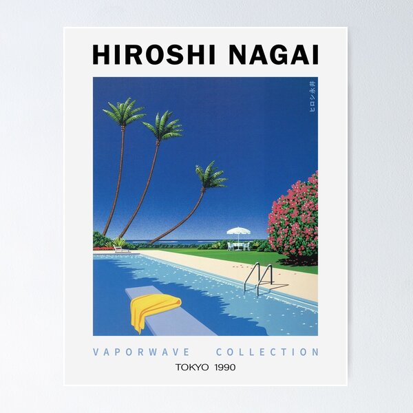永井博　B2ポスター　HIROSHI NAGAI POSTER POOLSIDE 永井博 POOLSIDE Small Art Piece (額付き) Hiroshi Nagai -の