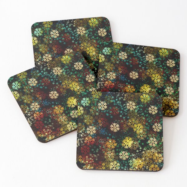 Item preview, Multicolored snowflakes on a black background designed and sold by Natalia Ruzhyna.