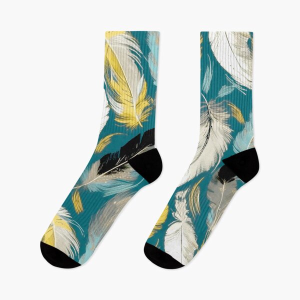 Item preview, Feathers - Teal, mustard, beige, gray, black 8 designed and sold by Highlandkings.