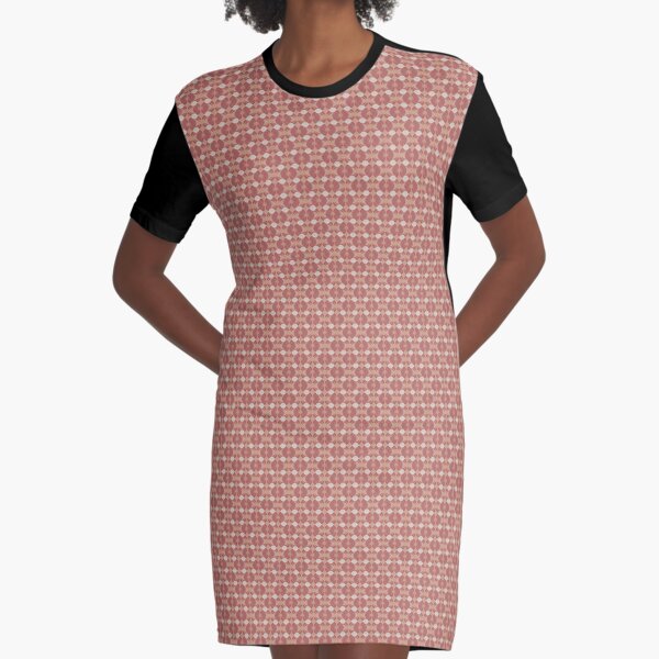 Japanese abstract wagara pattern maroon red and beige Graphic T-Shirt Dress