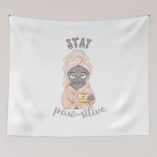 Item preview, Funny cat, stay positive pow-sitive  designed and sold by LoveYaToo.