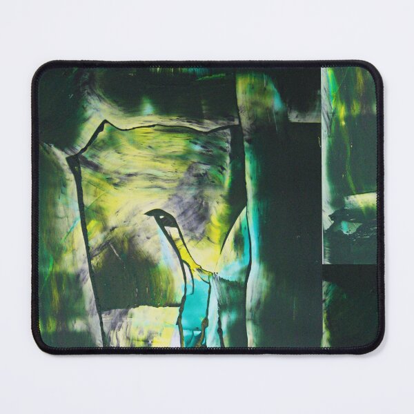 Item preview, Abstract pattern broken glass pane of a church green turquoise yellow designed and sold by G-M-Designs.