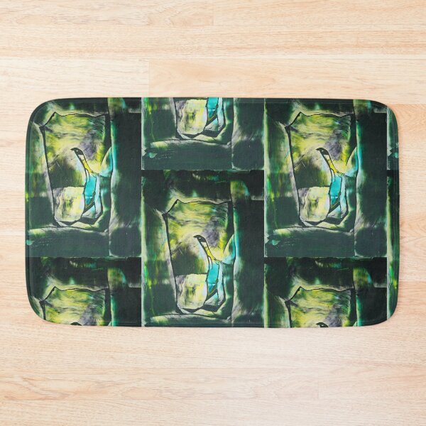 Item preview, Abstract pattern broken glass pane of a church green turquoise yellow designed and sold by G-M-Designs.