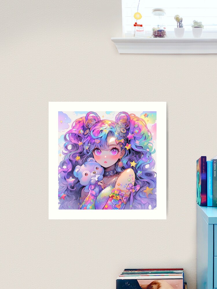 Cute Purple Pastel Long Braided Hair Anime Girl Art Print for Sale by  bubblegoth