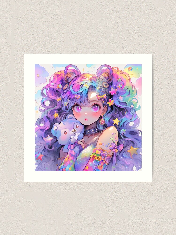 Cute Purple Pastel Long Braided Hair Anime Girl Sticker for Sale by  bubblegoth