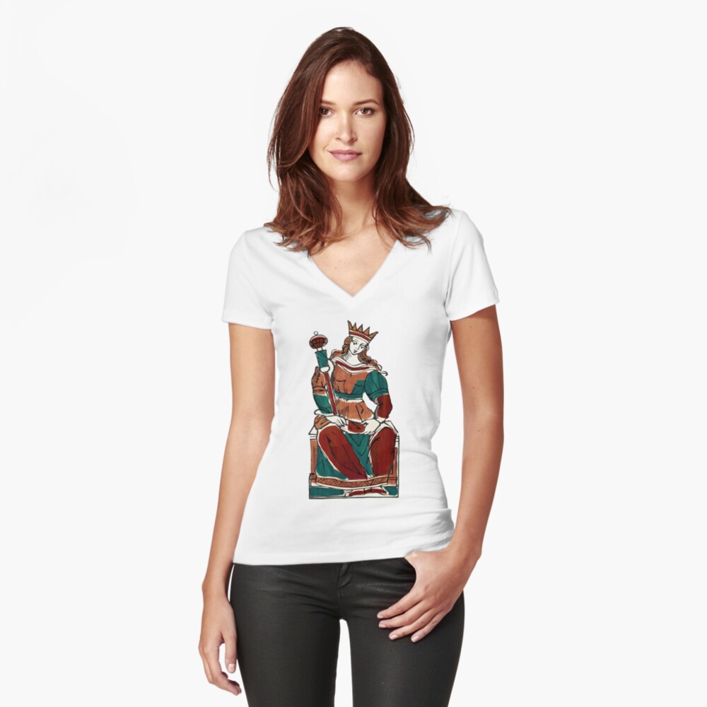 Aperçu de l'œuvre T-shirt moulant col V créée et vendue par lesmotsclefs.