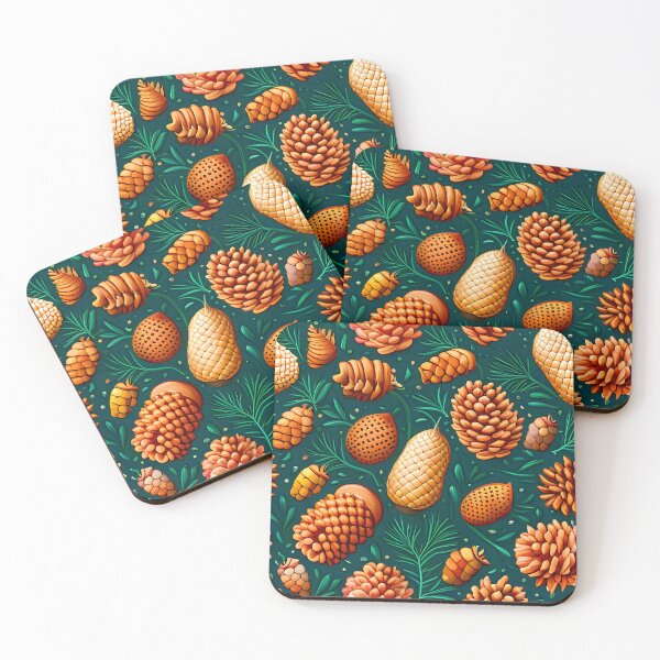 Item preview, A Pattern of Pinecones and Acorns on a Green Background designed and sold by Queen1120.
