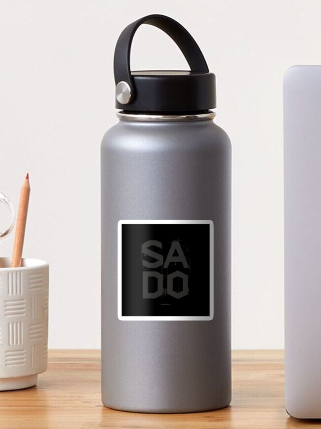Sticker, SADO (Black on Black) designed and sold by StudioDestruct
