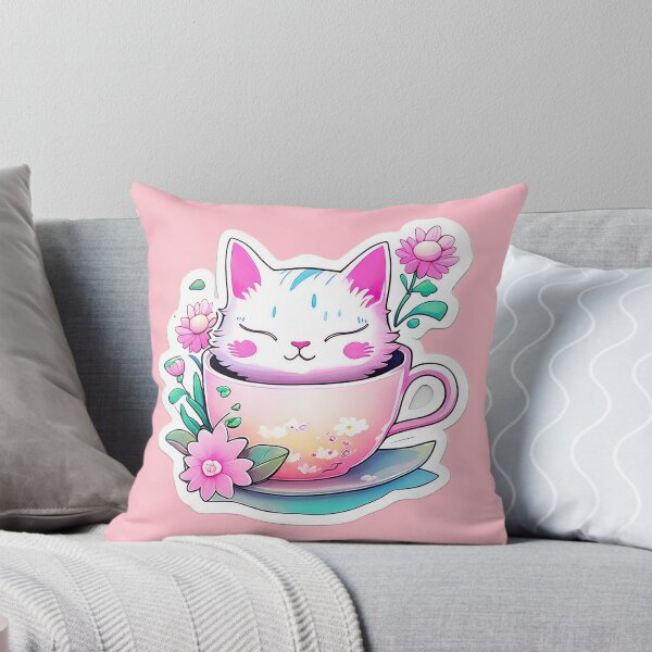 Item preview, Magical Teacup Cat: Detailed fantasy flowers in anime style designed and sold by AkraidaxDesign.