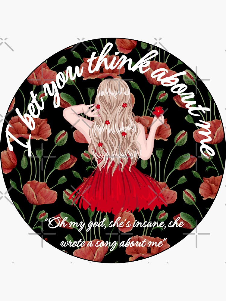 Taylor Swift Sticker - Red Sticker - I Bet You Think About Me Sticker -  Glitter Sticker