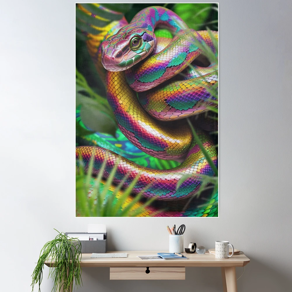 rainbow snake ハンドメイドパステル画 絵画アート原画