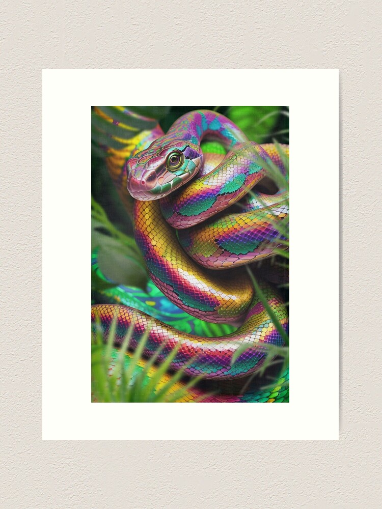 rainbow snake ハンドメイドパステル画　絵画アート原画 rainbow snake ハンドメイドパステル画 絵画アート原画