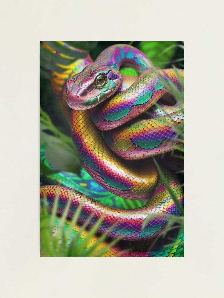 rainbow snake ハンドメイドパステル画　絵画アート原画 Rainbow Snake Art Print by PaigeDesigns - Fy