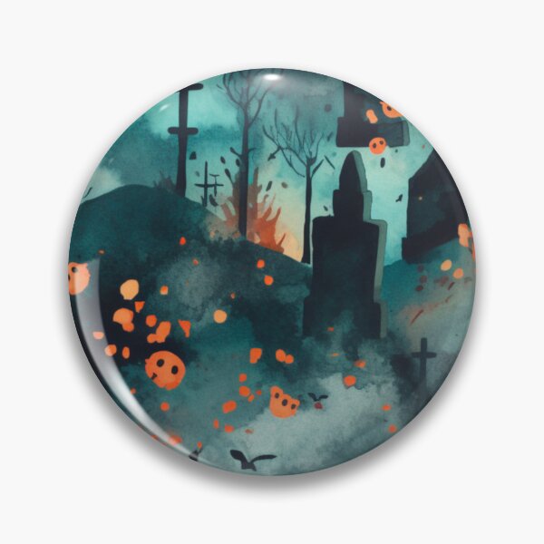 Item preview, Colorful Halloween Graveyard Print Background designed and sold by PaperieJennifer.