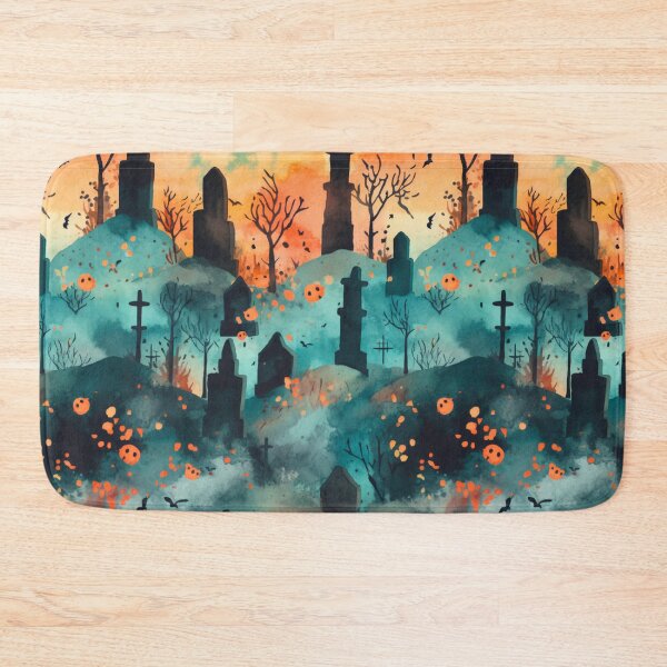Item preview, Colorful Halloween Graveyard Print Background designed and sold by PaperieJennifer.