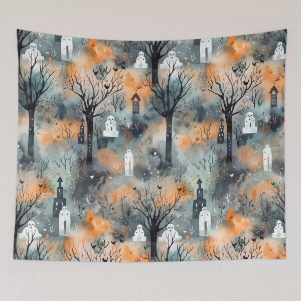 Item preview, Colorful Halloween Graveyard Print Background designed and sold by PaperieJennifer.