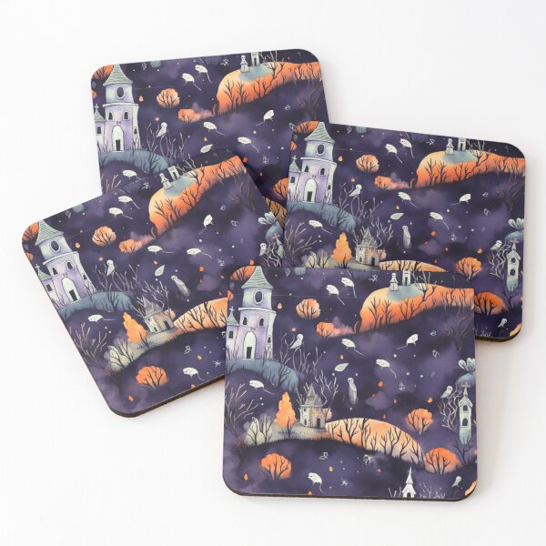 Item preview, Colorful Halloween Graveyard Print Background designed and sold by PaperieJennifer.