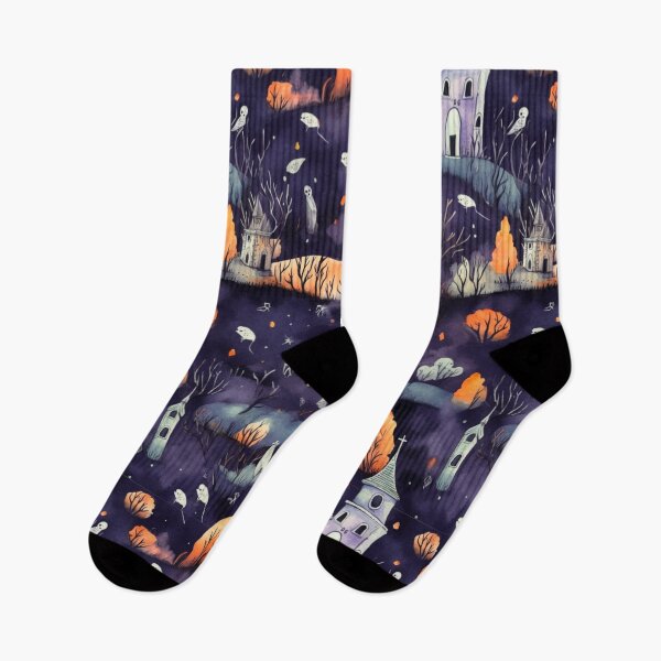 Item preview, Colorful Halloween Graveyard Print Background designed and sold by PaperieJennifer.