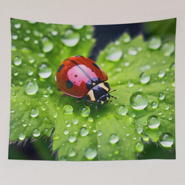 Item preview, Ladybug on a leaf with morning dew designed and sold by CoolCarVideos.