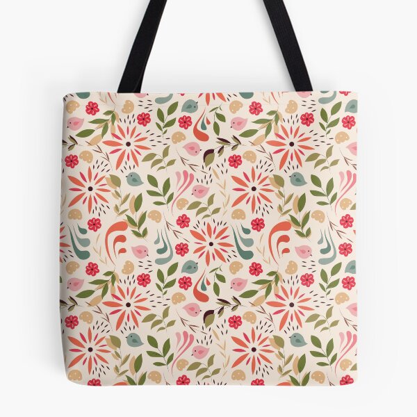 Item preview, Folk Inspired Birds And Flowers Springtime Pattern designed and sold by BunnyThePainter.