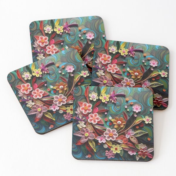 Item preview, Colorful blooms flowers pink yellow orange red green turquoise designed and sold by G-M-Designs.