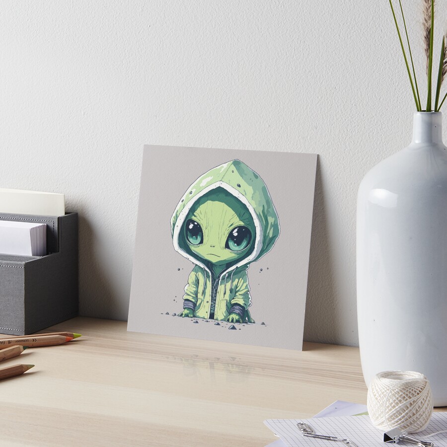 ★HOODHOOD★ Alien Artwork Hood Gray Alien Hoodie - Grey | DONT EAT THE HOMIES | Wolf & Badger