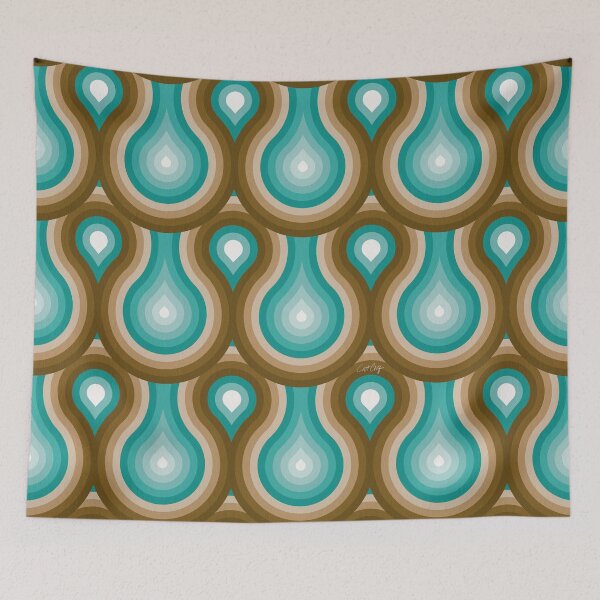 Item preview, Psychedelic Raindrops – Chocolate & Turquoise designed and sold by Cat Coquillette.