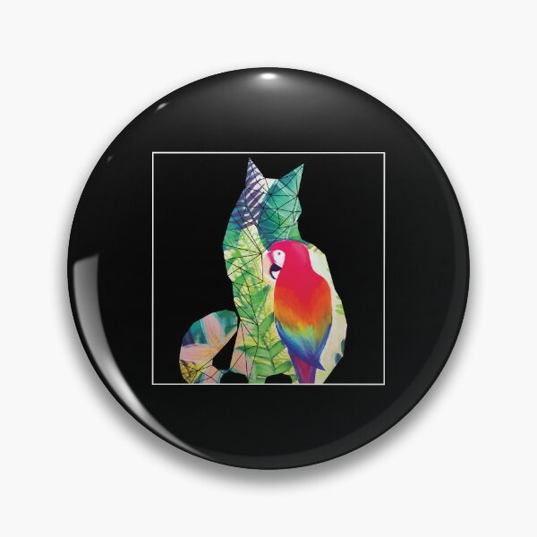 Item preview, Maine Coon cat colorful pastel jungle foliage parrot designed and sold by CarolineSaldana.