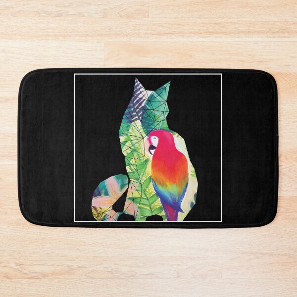 Item preview, Maine Coon cat colorful pastel jungle foliage parrot designed and sold by CarolineSaldana.