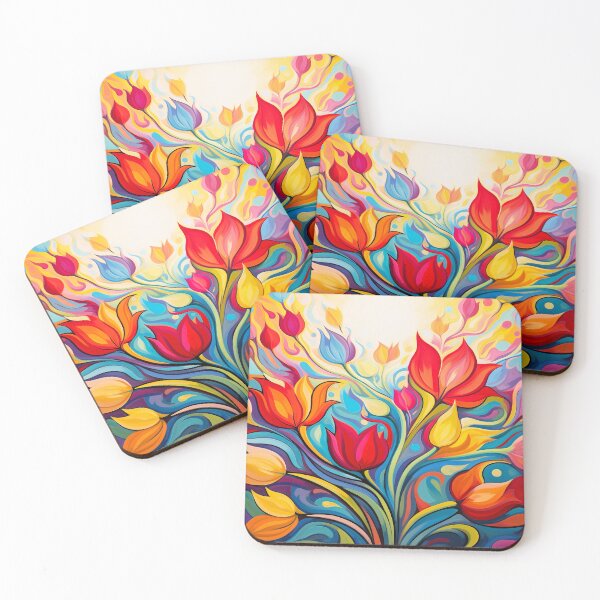 Item preview, Bright colorful abstract tulips designed and sold by Inktown.