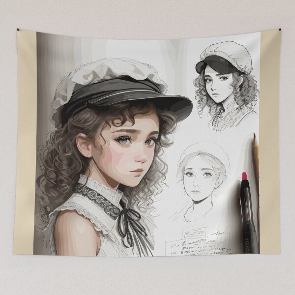 Item preview, Pencil sketch, girls designed and sold by CatCoconut-Art.