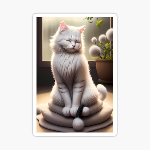 cute cat wearing coat Meditating Sticker for Sale by Plessmo