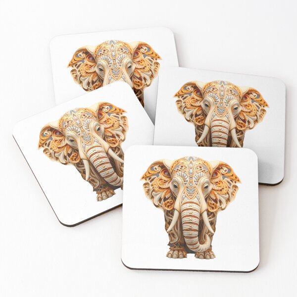 Item preview, Wood Carved Elephant Art Illustration - Great Gift For Elephant Lovers designed and sold by AlanPhotoArt.