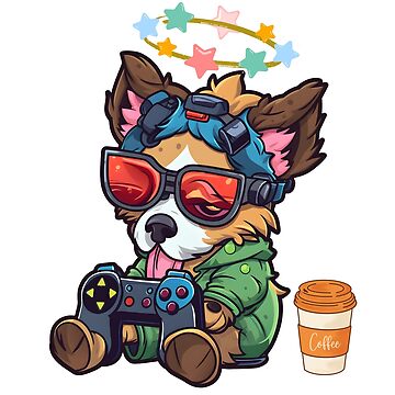 Crazy dog addicted to game 2 Sticker for Sale by Mayuree Phothong