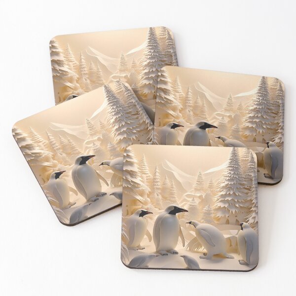 Item preview, Penguins in  snowy winter scene with trees  designed and sold by Inktown.