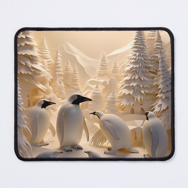Item preview, Penguins in snowy winter scene with trees designed and sold by Inktown.