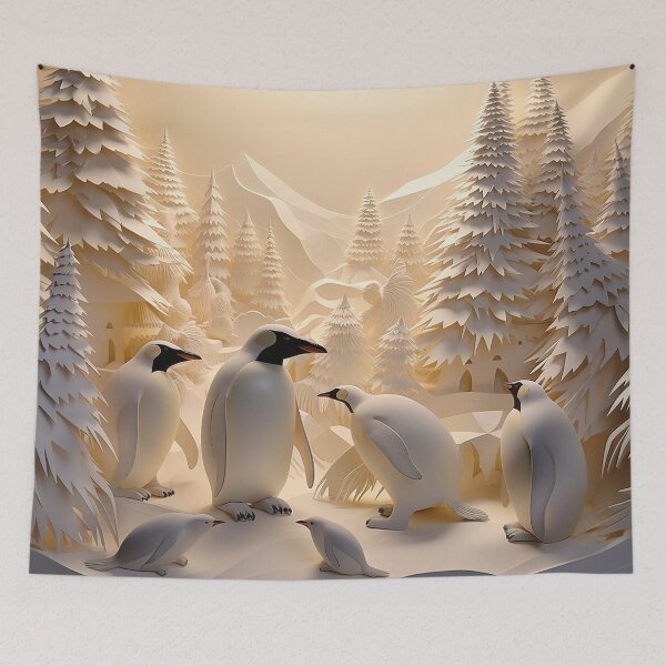 Item preview, Penguins in  snowy winter scene with trees  designed and sold by Inktown.