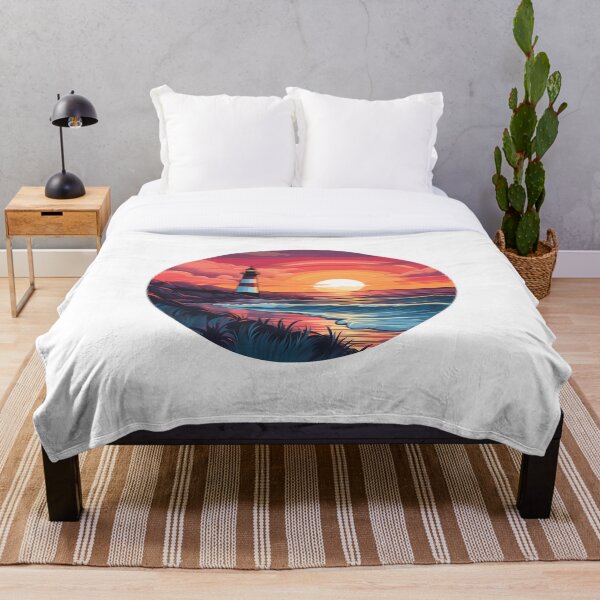 Artikelvorschau, Leuchtturm-Design bei Sonnenuntergang im Sommer entworfen und verkauft von SmileshareShop.