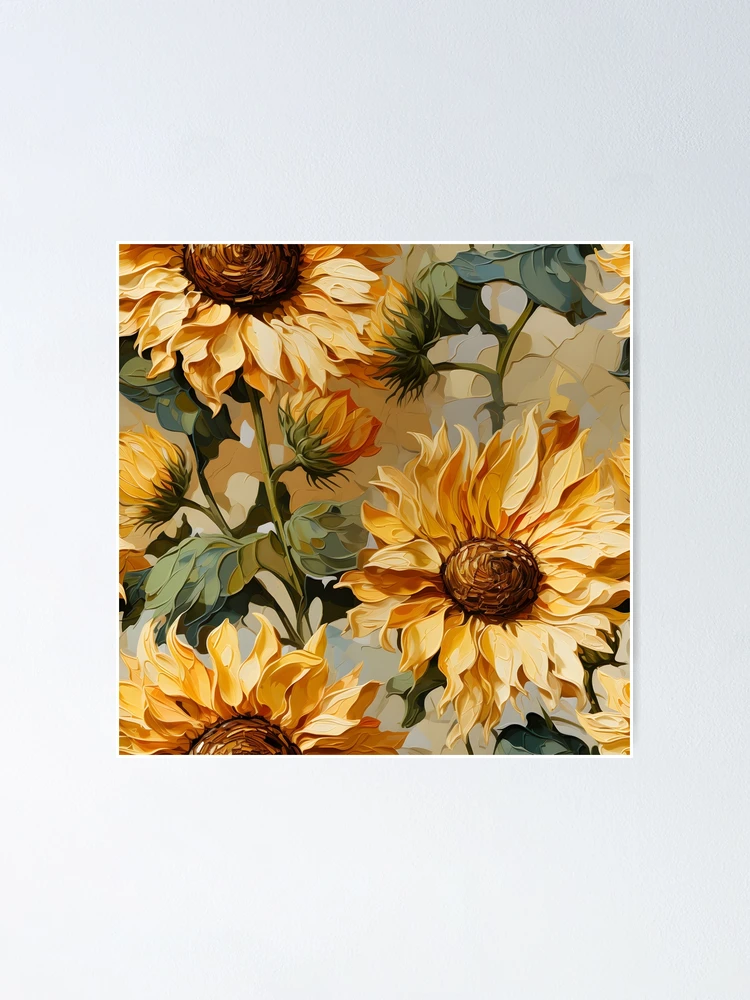 Thumbnail 1 of 3, Poster, Sunflowers Pattern 11 designed and sold by DigitalPatternx.