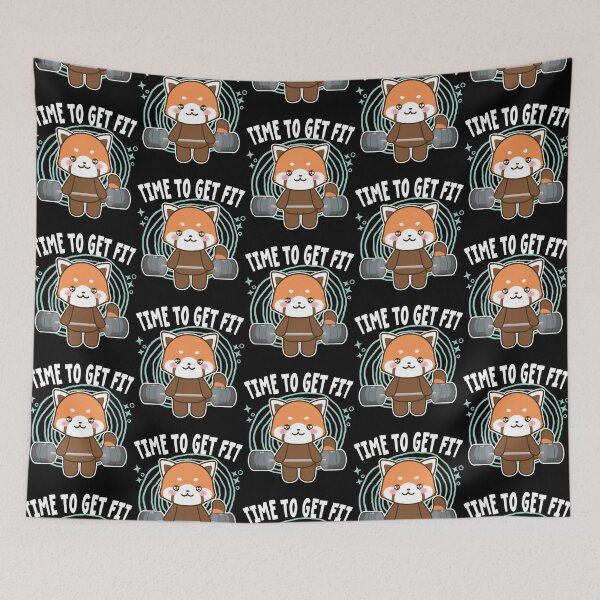 Item preview, Time To Get Fit, redpanda doing workout designed and sold by LeeannaOlivas.