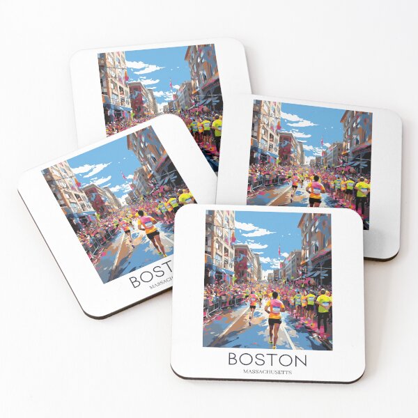 Item preview, A Pop Art Travel Print of the Boston Marathon - Massachusetts designed and sold by StudioRedKoala.