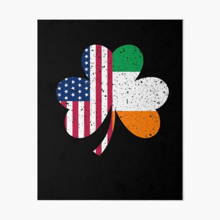 Irish American Flag Shirt - Vintage Shamrock St Patricks Day T Shirt Art Board Print