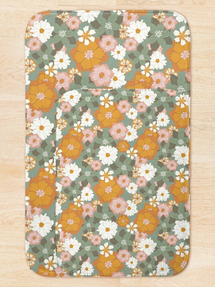 Disover Boho Floral Apricot | Bath Mat
