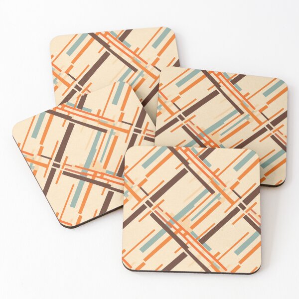 Item preview, Retro Crossed Orange Brown Blue Lines Pattern designed and sold by Sturdust.